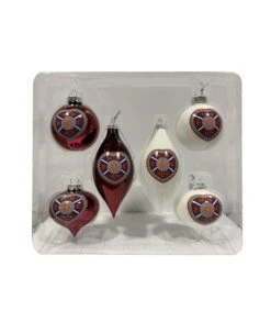 6 Pack Of Hearts Christmas Baubles