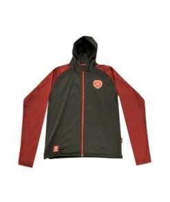 Full Zip Black Hoodie With Maroon Sleeve